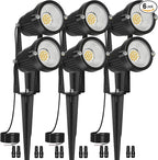 Low Voltage Landscape Lights IP65 Waterproof 7W 700LM LED Outdoor Lighting with Connectors for Garden Yard Pathway Pool | 12V 24V 2700K Tree Spotlights | Warm White - 6 Pack