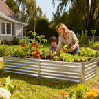 DUMOS Raised Garden Bed with Cover, 6x3x2ft Planter Box Outdoor for Deep-Rooted Herbs/Flowers/Vegetables, Large Metal Garden Bed Mini Greenhouse for Patio, Balcony and Backyard, Silver