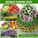 4 Pcs Plant Grow Bags 4 Tiered Strawberry Planter Tower Fabric Raised Garden Beds, 39 Inch Nonwoven Strawberry Pyramid Planter for Vegetables Flower Herbs Gardening Outdoor Growing (Gray)