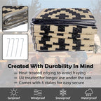 SAND MINE Reversible Mats with Led Strip Lights, Plastic Straw Rug, Modern Area Rug, Large Floor Mat for Outdoors, Patio, Backyard, Deck, Picnic, Camping, Black & Beige, 8' x 10'