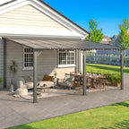 AECOJOY 16' x 12' Gazebo Outdoor Pergola for Patio, 12x16 Large Wall-Mounted Hard Top Lean to Metal Gazebo Shelter Pergolas and Gazebos Clearance with Patio Roof, Heavy Duty Awnings for Decks