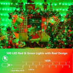 String Lights, 500 LEDs in Red and Green, 165 ft Waterproof Outdoor