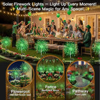 suddus St. Patrick's Day Decorations Solar Firework Lights - 150 LED Green Outdoor Garden Lights, 8 Modes DIY Sparkler Lights, Waterproof Solar Stake Lights for Yard, Pathway Flowerbed Decor (2 Pack)