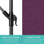 Best Choice Products 10ft Offset Cantilever Hanging Market Patio Umbrella, 8 Sturdy Ribs, Easy Adjustment - Amethyst Purple