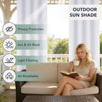 White Outdoor Curtains for Patio Waterproof - 6 Panels Privacy Weatherproof Outside Curtains with Grommets for Pergola, Gazebo, Porch, Cabana, Balcony, 54 x 120 Inch