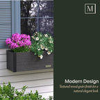 Mayne Horizon 5FT Window Box Planter – Modern Rectangular Faux Wood Grain Design for Windows, Durable All-Season Outdoor Flower Box with Drainage, Easy Installation