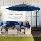 Best Choice Products 10ft Offset Cantilever Hanging Market Patio Umbrella, 8 Sturdy Ribs, Easy Adjustment - Navy Blue