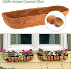 Coco Liners for Planters - 4 Pack 30 Inch Trough Coconut Liners for Planters, Window Box Coco Liners, 100% Natural Coconut Fiber Liners for Wall Hanging Basket, Window Box, Fence Baskets