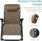 Best Choice Products Oversized Zero Gravity Chair, Folding Outdoor Patio Recliner, XL Anti Gravity Lounger w/Removable Cushion, Cup Holder, Side Tray, 350lb Capacity - Taupe