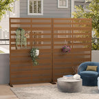 Casaphoria Metal Privacy Screen Outdoor, 72" H x 47" W Freestanding Decorative Privacy Screen for Patio Deck Balcony Garden with Stable Base, Brown-Harold