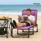 Outsunny Folding Chaise Lounge Chair, Patio Sun Tanning Chair, Outdoor Chaise Lounger with 4-Position Reclining Back, Breathable Mesh Seat for Beach, Poolside, Yard, Purple