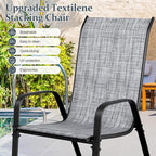 TLSUNNY 7 Pieces Patio Dining Set, Outdoor Table and Chairs W/1.69″ Umbrella Hole, 30"X 55" Table and Stackable Textilene Chair, All Weather Patio Furniture Set (Umbrella not Included) (Grey)