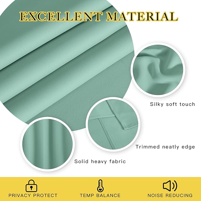 NICETOWN Blackout Curtains 84 Inch Length, Thermal Insulated Curtains for Bedroom Grommet Energy Saving Room Darkening Drapes for Living Room Window, 1 Panel, Aqua Blue, 66" W x 102" L