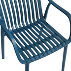 Modern Stackable Outdoor & Indoor Plastic Dining Chairs Set, Armchairs Set, Weather-Resistant, Ideal for Patios, Cafes, and Home Use, Set of 4 (Blue)