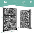 Decorative Fence Panels in Black Metal, Freestanding Privacy Screen