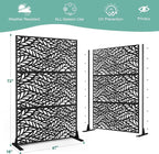 Decorative Fence Panels in Black Metal, Freestanding Privacy Screen