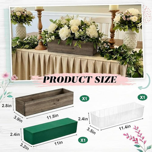 1 Set Wood Boxes for Centerpieces 12x4 Inch Rectangle – Brown
