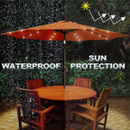 Blissun 9 ft Solar Umbrella with 32 LED Lights for Garden, Deck, Backyard (Rust)