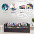 Cushion Covers, 8-Piece Stretch Outdoor Sofa Slipcover Set in Rococo