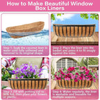 Legigo 4 Pack 24 Inch Natural Trough Coco Liner for Planters- Window Box Liners Coconut Basket Liners, Planter Box Coconut Liner for Window Flower Box Pots, Fence Trough Planter, Wall Planter Basket