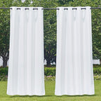 NICETOWN Winter White Outdoor Curtains 2 Panels for Patio Waterproof 55'' Wide 108'' Long, Stainless Steel Silver Grommet Privacy Protect Outdoor Drapes for Patio/Front Porch/Pergola