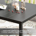 VICLLAX Patio Dining Set for 6, Outdoor Furniture Set Includes 63" Rectangle Patio Table and 6 Patio Sling Chairs, Outdoor Table and Chairs for Outsides, Black Tabletop and Red Fabric