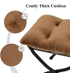 15"(H) Folding Ottoman, Foldable Footrest Stool, Portable Small Foot Stool for Couch, Collapsible Foot Rest Ottoman for Sofa, Accent Padded Ottomans for Living Room, Bedroom, Brown