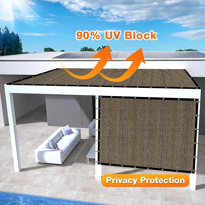 Artpuch Outdoor Pergola Shade Cover 5x11 FT Sun Shade Cloth with Grommets Mocha 90% UV Protection Canopy Patio Privacy Screen (Customized Available)