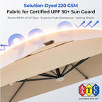 HOMSHADE 10 ft Square Cantilever Patio Umbrella with Base Included, Solar Lights Large Umbrella Outdoor Patio with 360°Rotation&Tilting, LED Lighted Offset Umbrellas w/Stand for Pool Deck
