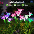 WdtPro Solar Outdoor Lights Garden Decorative 10 Pack, Waterproof Solar Garden Lights with 40 Lily Flowers, Multi-Color Changing Outdoor Solar Lights for Yard Outside Decorations