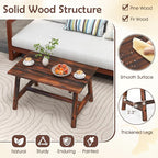 Tangkula Outdoor Coffee Table, Solid Wood Patio Desk with Slatted Tabletop, Rectangle Side Table for Garden Lawn Porch Balcony Poolside Living Room
