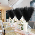 Artificial Pampas Grass Plumes, 50 Stems, 21.6 Inch, Black Faux Decor