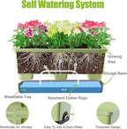 Window Box Planter 8 Pcs, 17 Inches Rectangle Flower Pots with Drainage Holes & Trays, Vegetable Planters for Windowsill Patio Garden Balcony Home Indoor Outdoor (Light Green, 16 * 7 * 6 inch)