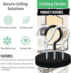 12 Pcs Ceiling Hooks for Hanging Plants, Cups, Utensils and Christmas String Lights, 1-1/4 inch Vinyl Coated Screw-in Plant and Cup Hooks for Wooden and Drywall with Anchors - White & Black