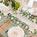 Artificial Eucalyptus Garland 2-Pack, White Roses and Green Leaves