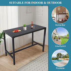 Outdoor Bar Table, Patio Console Pub Height Tables with Powder Coated Steel Frame, Weather Resistant Waterproof Top for Hot Tub, Balcony, Garden, Yard, Poolside (47" Wide Bar Table, Black)