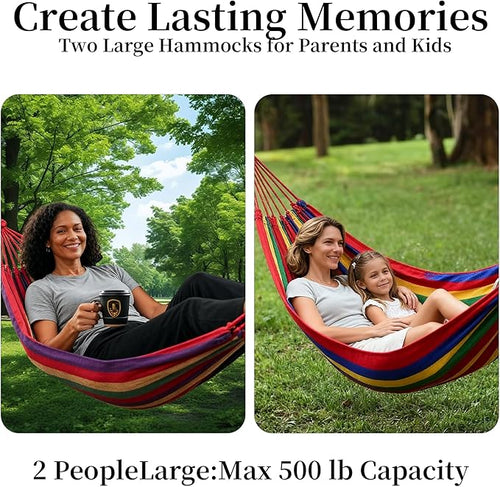 2Pack Hammocks | Camping Hammock | Portable Outdoor Hammock Set | for Hiking, Backpacking and Camping | 2pcs(Red Stripe and Blue Stripe)