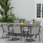 Patio Dining Chairs Set of 6, Outdoor Stackable Dining Chairs High Back, Patio Furniture for Backyard, Porch, Garden, Poolside (Grey)