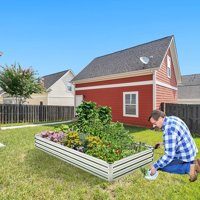 Galvanized Raised Garden Bed Kit - Metal Raised Planter 2pcs/Pack 6'x3'x1' for Flowers Plants, Vegetables Herb