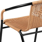 Flash Furniture Lila 4 Pack Beige Rattan Indoor-Outdoor Restaurant Stack Chair | Versatile and Stylish Seating