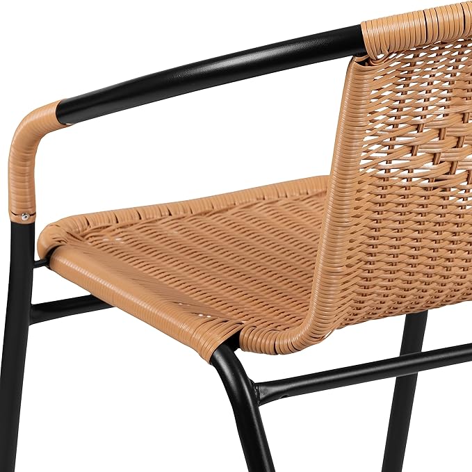 Lila 2 Pack Beige Rattan Indoor-Outdoor Restaurant Stack Chair
