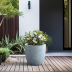 Kante 18 Inch Dia Round Concrete Planter, Indoor Outdoor Large Plant Pot with Drainage Hole and Rubber Plug for Home Patio Garden, Slate Gray