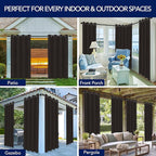 PureFit Outdoor Curtains for Patio Waterproof Weatherproof, UV Resistant Outside Curtains for Gazebo, Front Porch, Pergola, Sun Blocking Privacy Curtain, 52W x 95L inch, 1 Panel, Chocolate