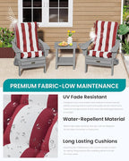 SERWALL HDPE Outdoor Rocking Chair Cushion Set of 2, Memory Foam Cushion Red White