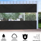 Outdoor Curtain, 10 ft x 10 ft Black Clear Panel Vinyl Patio Screen
