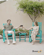 Oversized Rocking Chairs Outdoor Set of 4, High Back Porch Rocking Chair, HDPE All Weather Resistant Patio Chairs, 380lbs Weight Capacity, Lake Blue