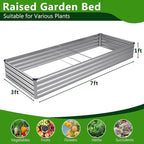 2PCS 7x3x1ft Galvanized Raised Garden Bed Kit,Metal Planter Box for Vegetables,Flowers,Herbs Durable Rust-Resistant Patio Gardening Beds,Silver