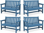 SERWALL Outdoor Bench, HDPE Outdoor Benches Weatherproof, 2-Person Garden Bench with 660 lbs Weight Capacity, Patio Benches for Outdoors, Garden, Porch, Backyard and Park, Navy, 4 Pack