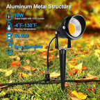 ZUCKEO 10W Low Voltage Landscape Lights LED Landscape Lighting with Connectors 12V Waterproof Outdoor Landscape Spotlights Floor Yard Lawn Best Garden Lights 1000LM Warm White (10Pack with Connector)