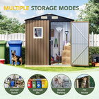 Breezz 6x4FT Outdoor Steel Storage Shed, Lockable Doors, Compact Metal Tool Shed - Image 4